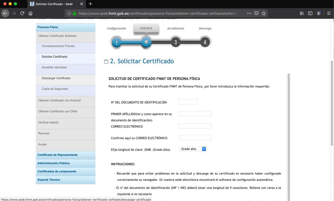 Certificado digital Mac