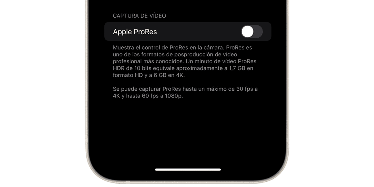 ProRes nativo en iOS 15.1 beta 3